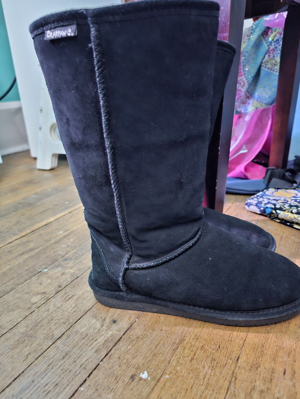 BearPaw Women's Tall Suede Winter Boots - Black